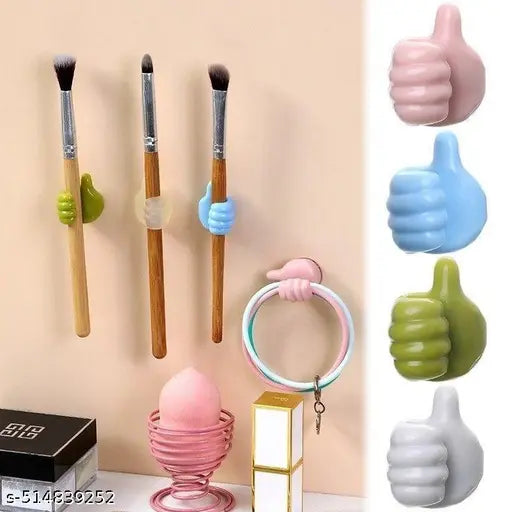 Thumb Wall Hooks- Wall Hook, Multifunction Self Adhesive Cable Clip Creative Thumbs Up Shape Wall Hook, Key Hook Wall Hangers for Home, Office Bedroom (10pcs - Multicolour)